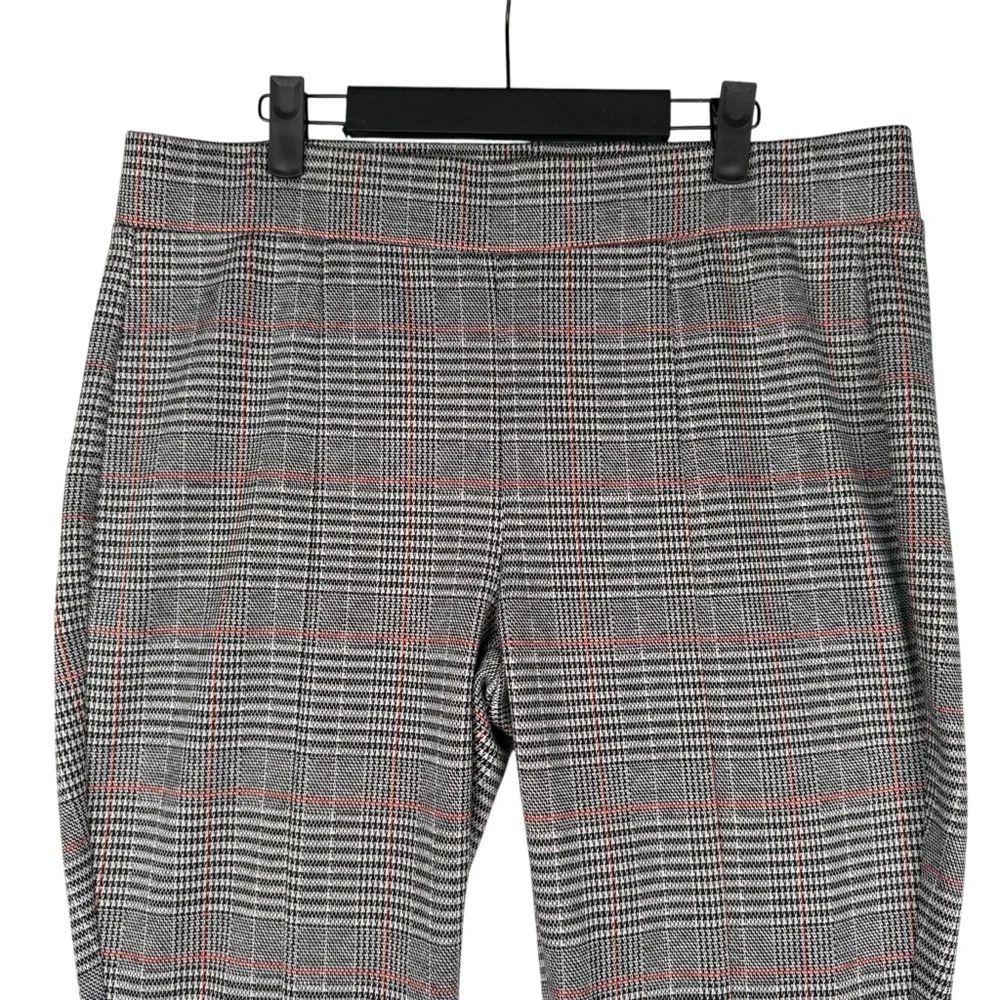 NYDJ Women’s Pull On Pants Size 12 Plaid Leggings Gray